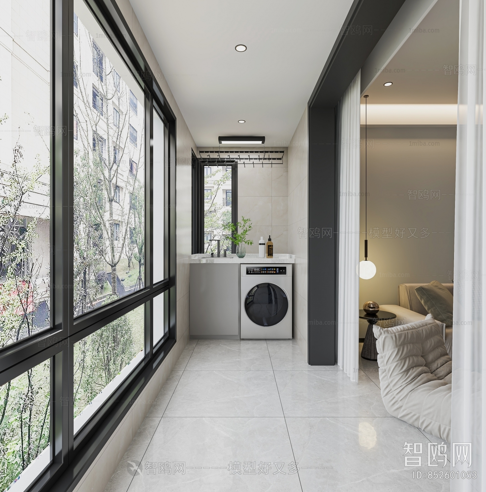 Modern Balcony Laundry Room