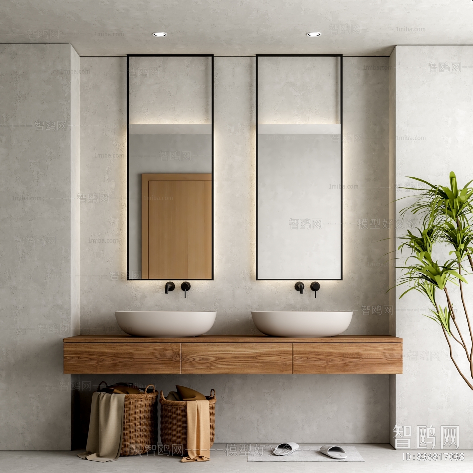 Wabi-sabi Style Bathroom Cabinet
