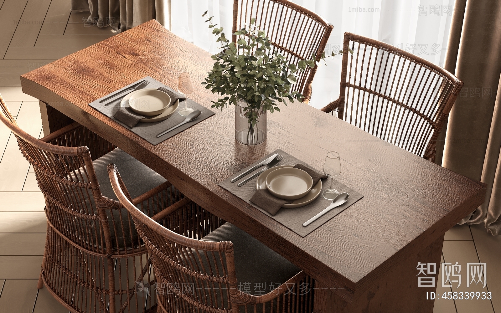 Wabi-sabi Style Dining Table And Chairs