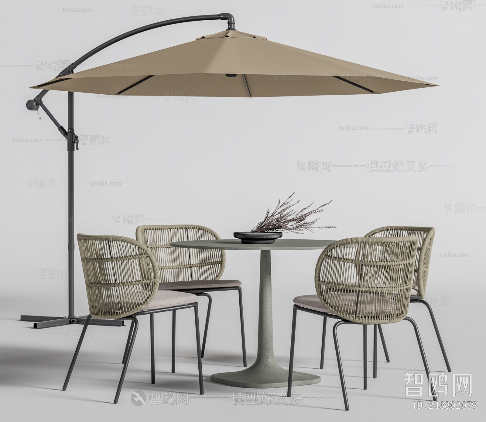 现代户外餐桌椅遮阳伞组合