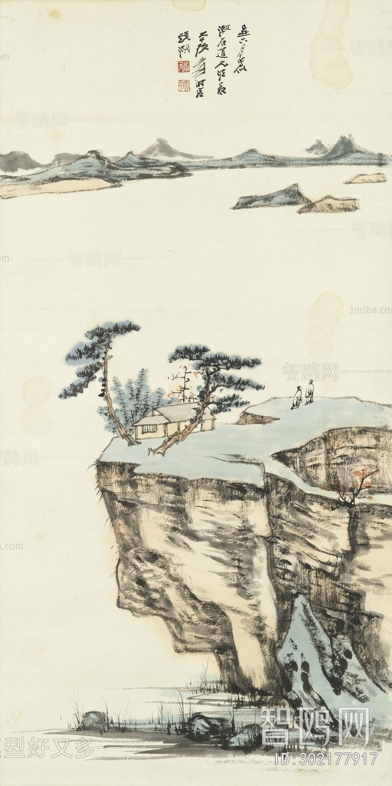 张大千国画水墨画山水画