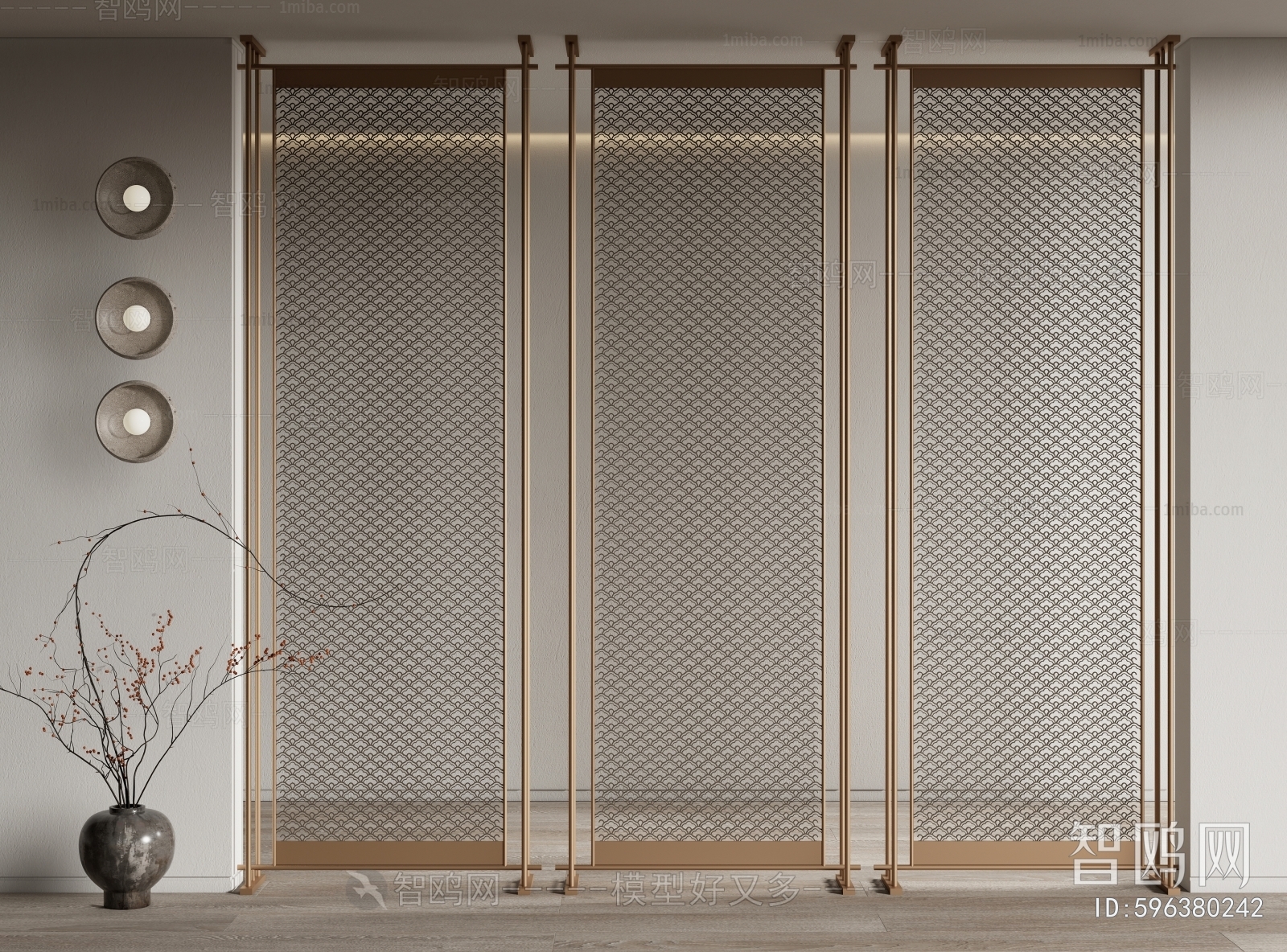 New Chinese Style Metal Screen Partition