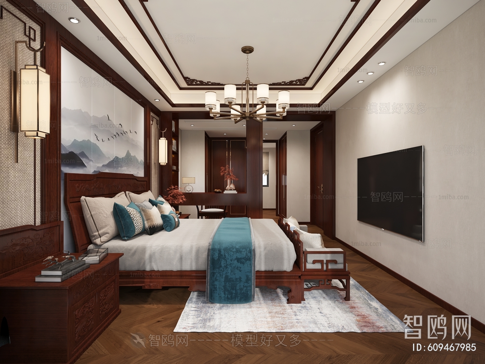 New Chinese Style Chinese Style Bedroom