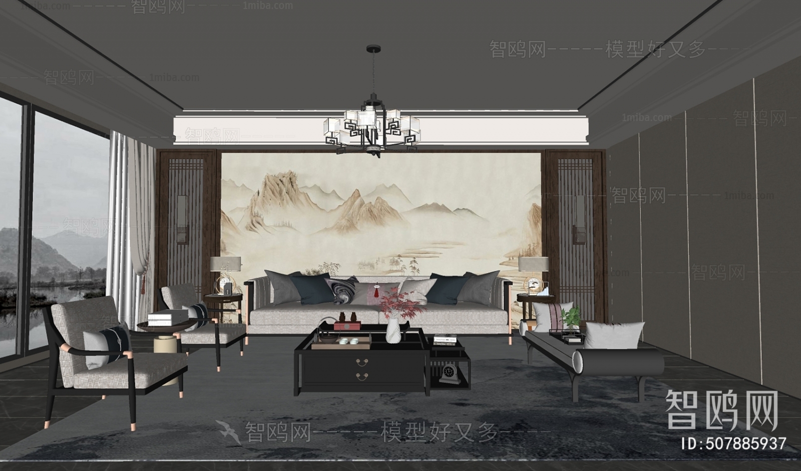 New Chinese Style A Living Room