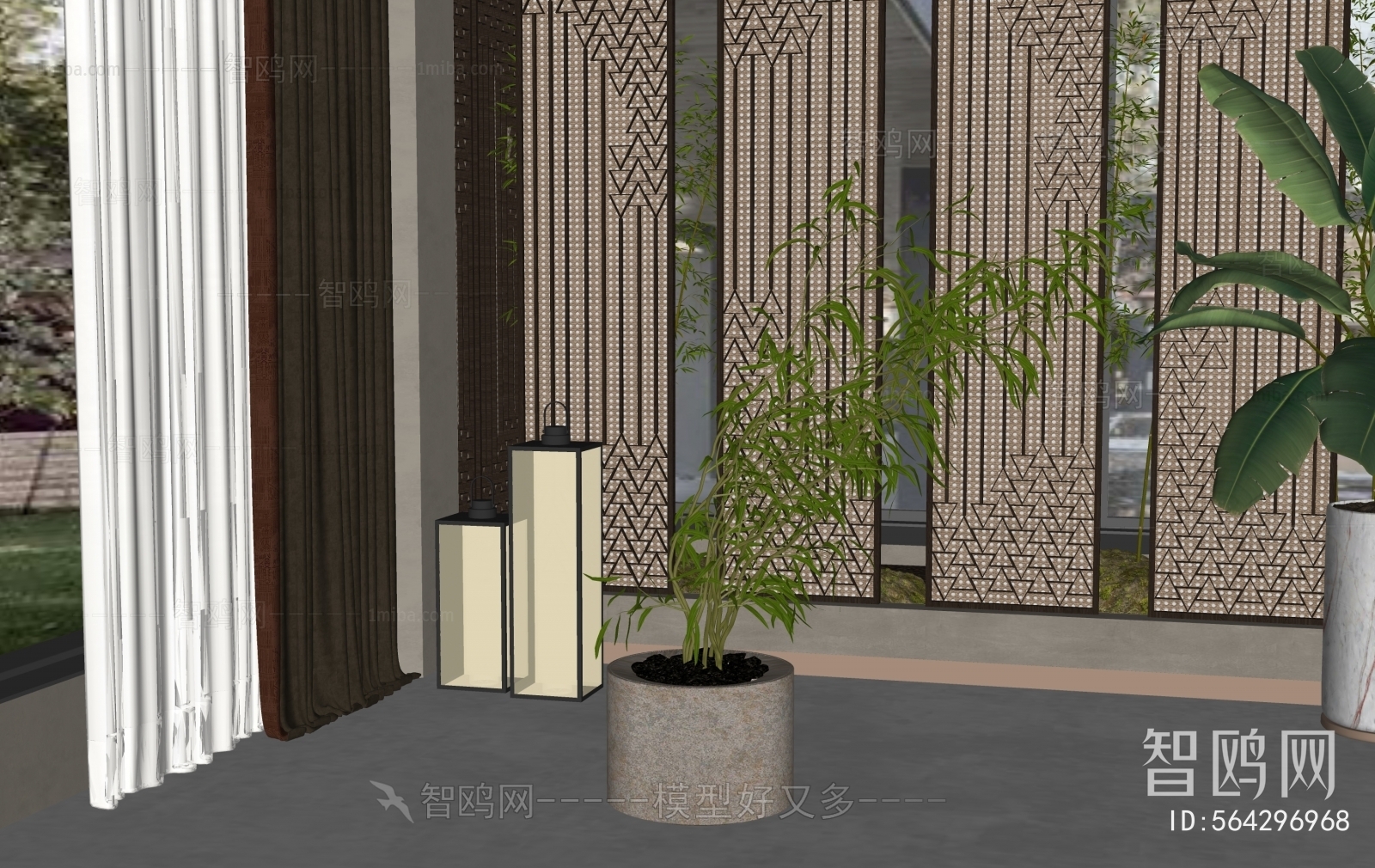 Modern Ground Green Plant Potted Plants