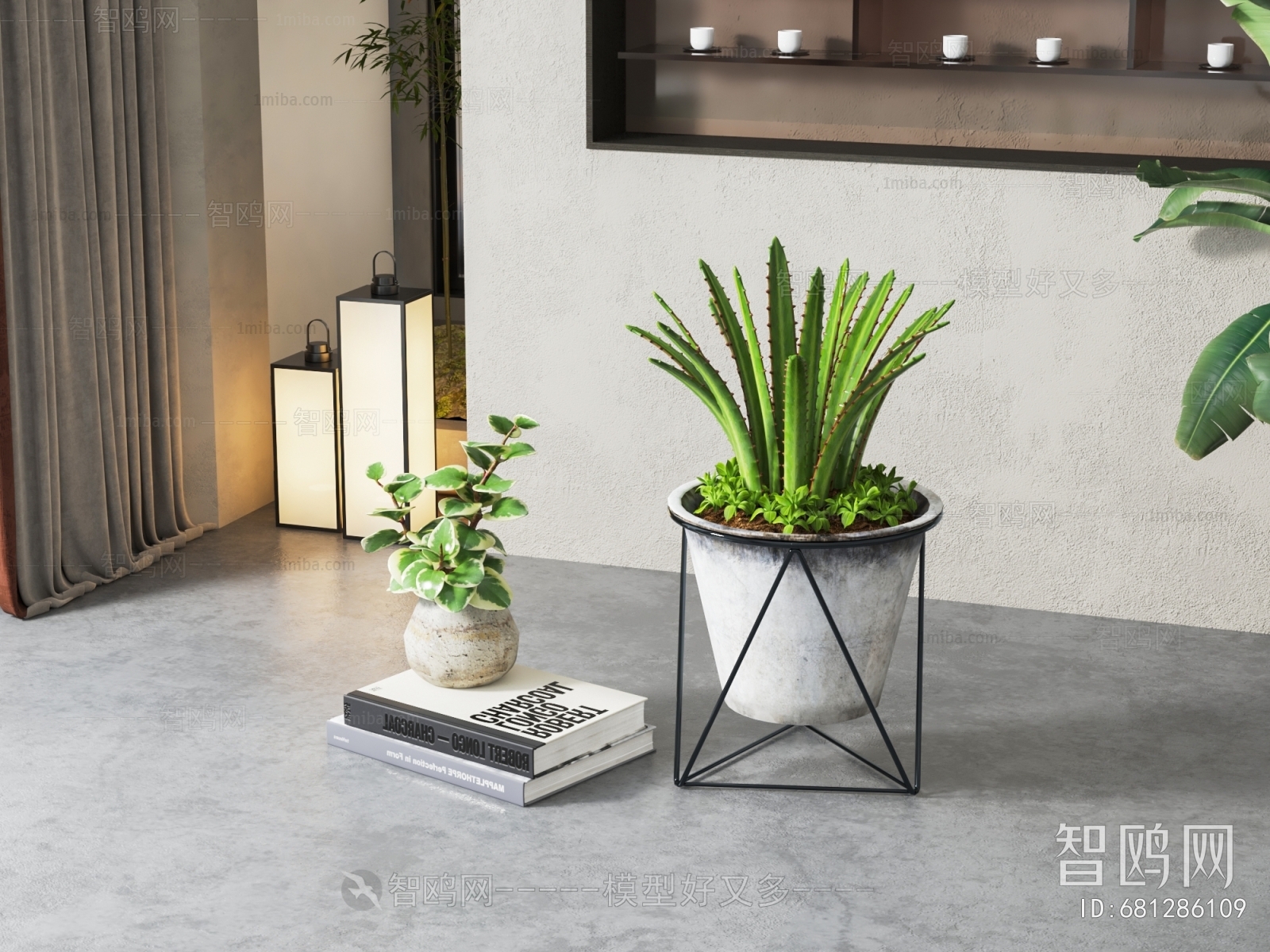 Modern Ground Green Plant Potted Plants