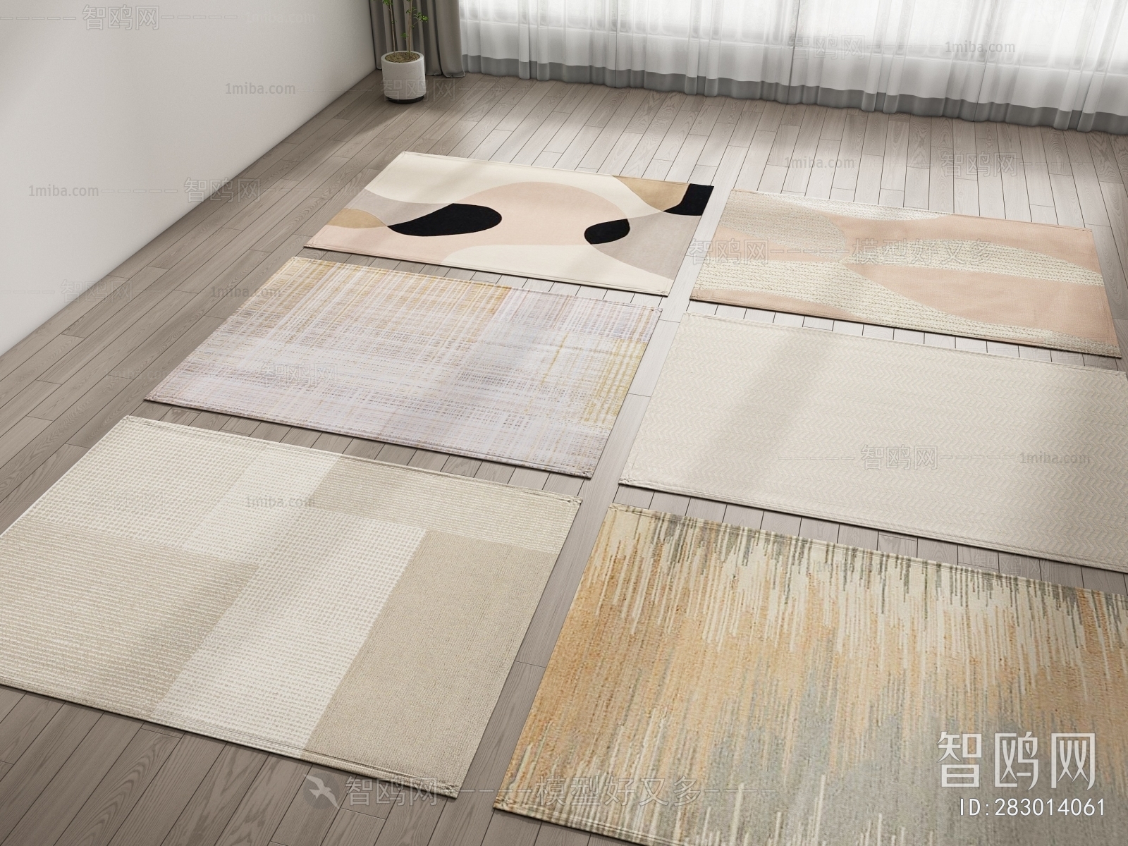现代方形地毯组合