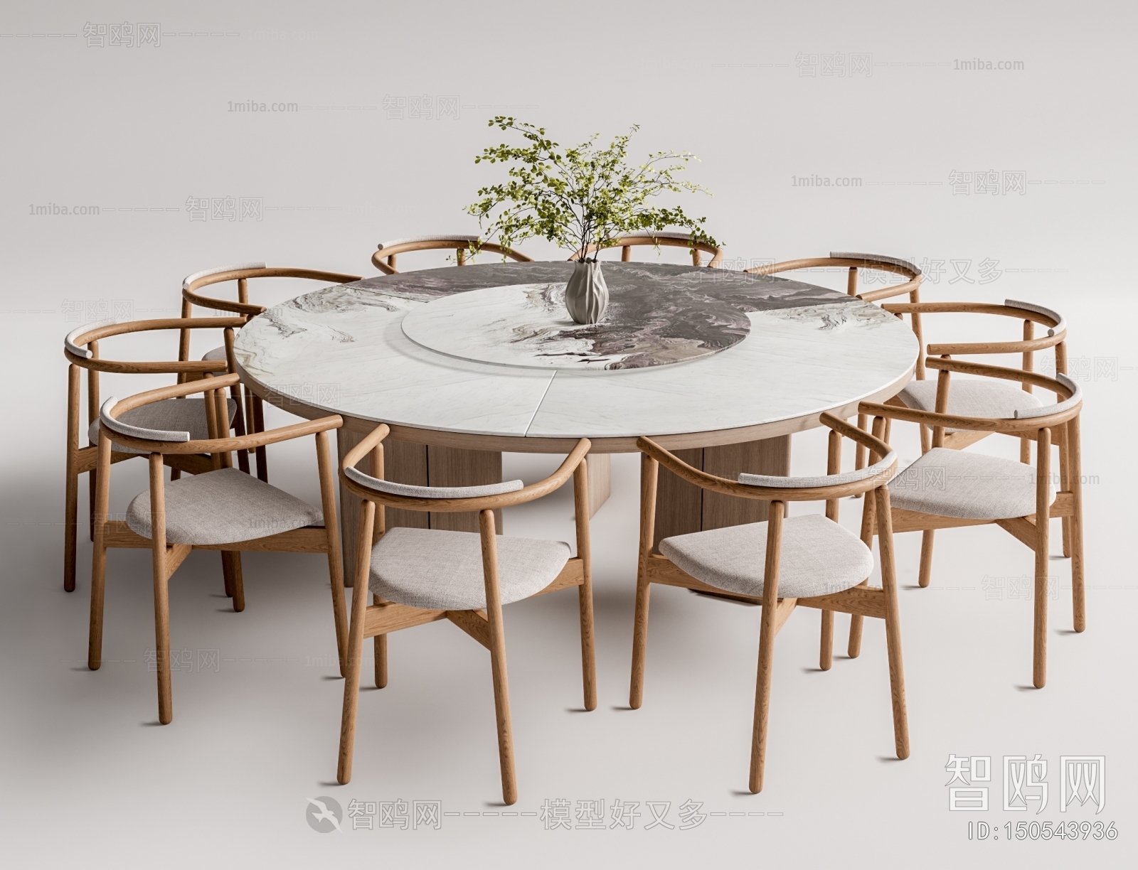 新中式圆桌椅组合