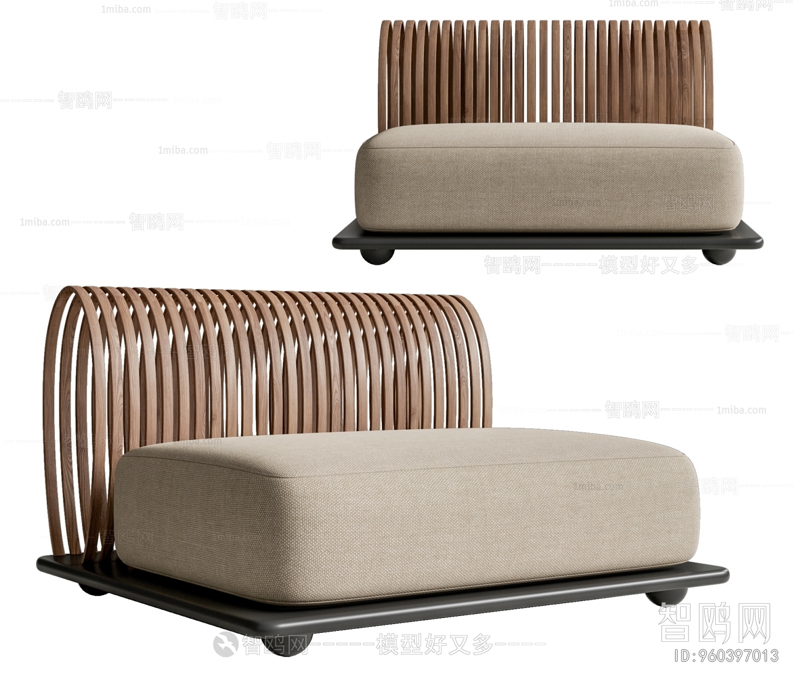 New Chinese Style Single Sofa