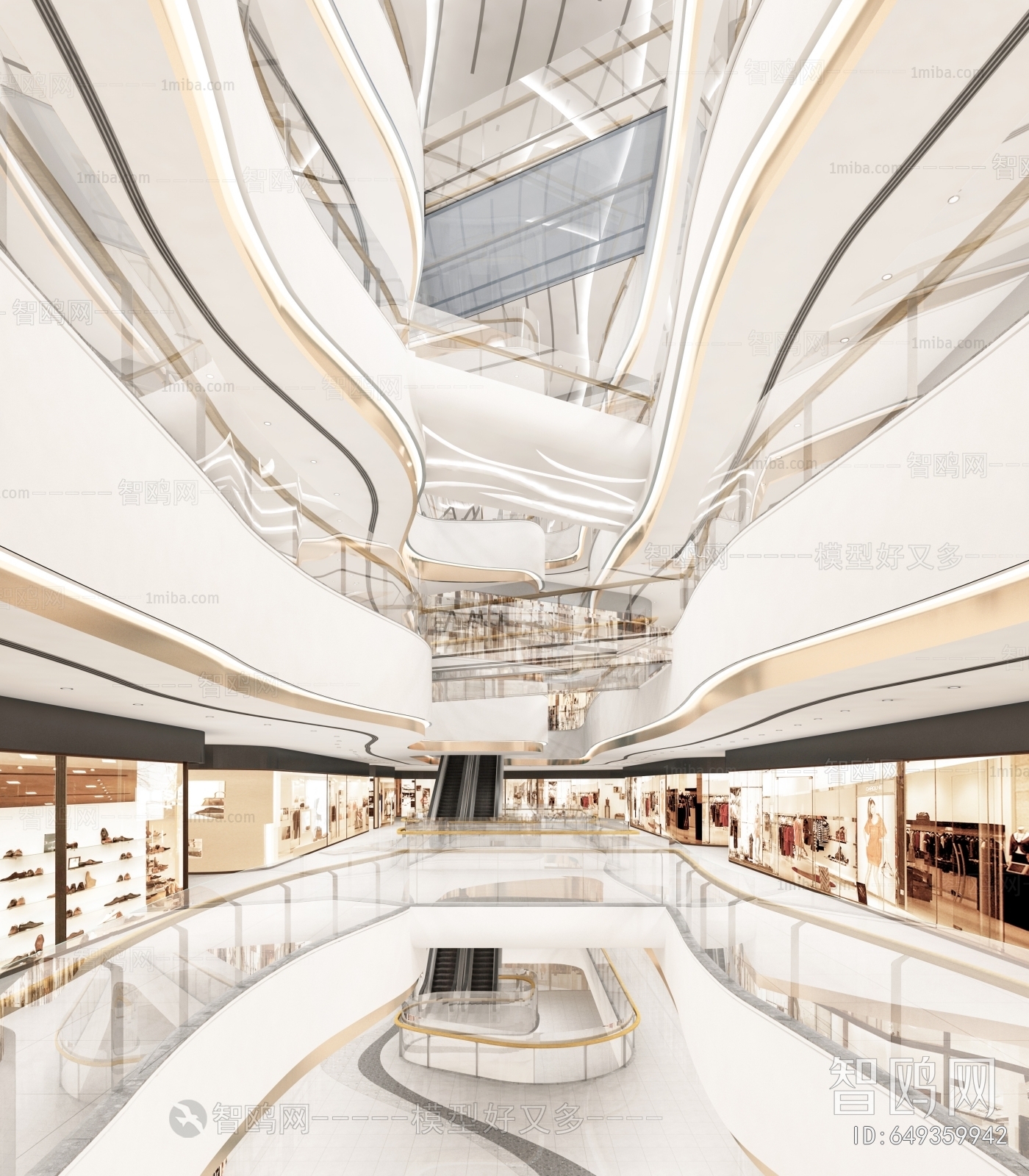 现代商场中庭走廊3D模型下载