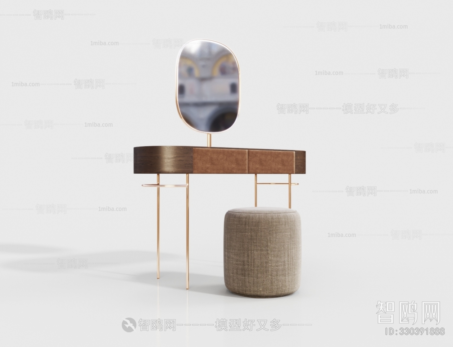 现代实木梳妆台凳组合