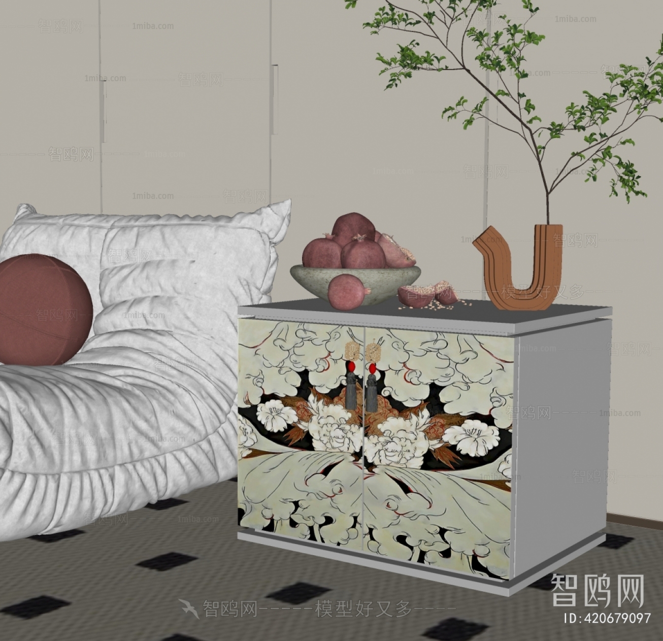 新中式床头柜