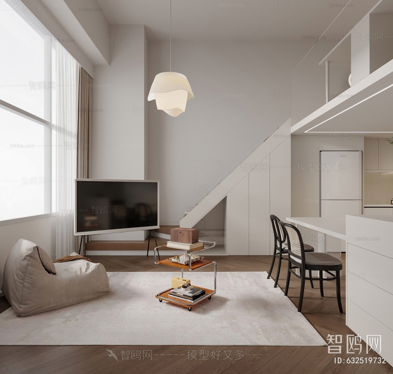 现代复式公寓3D模型下载