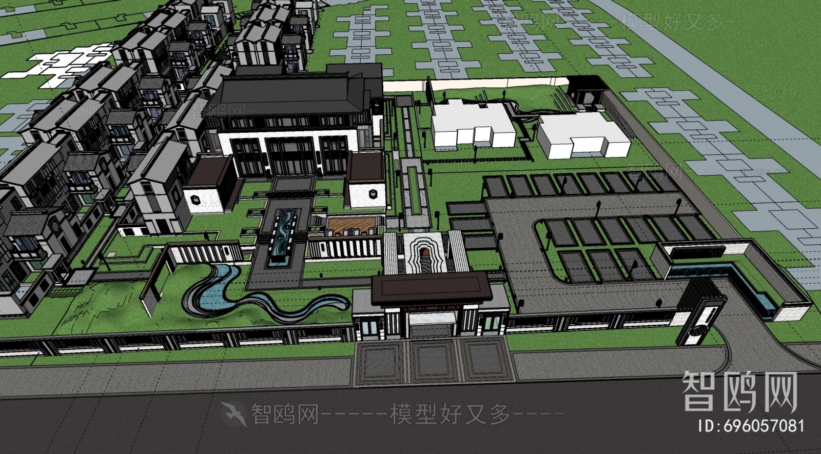 New Chinese Style Architectural Bird's-eye View Planning