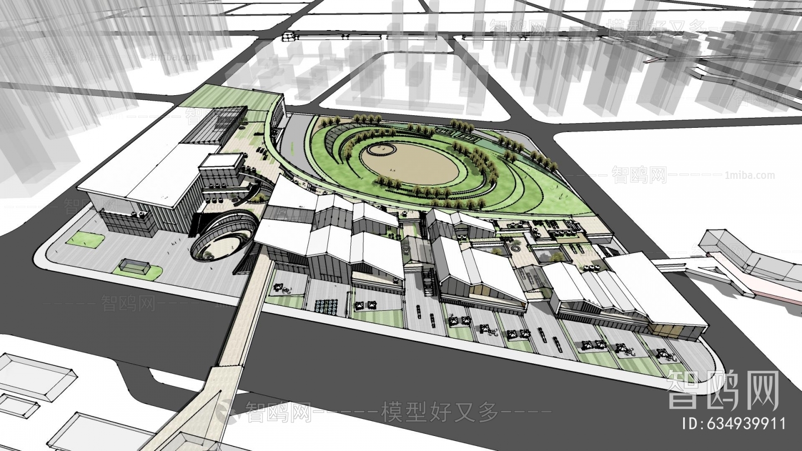 New Chinese Style Architectural Bird's-eye View Planning