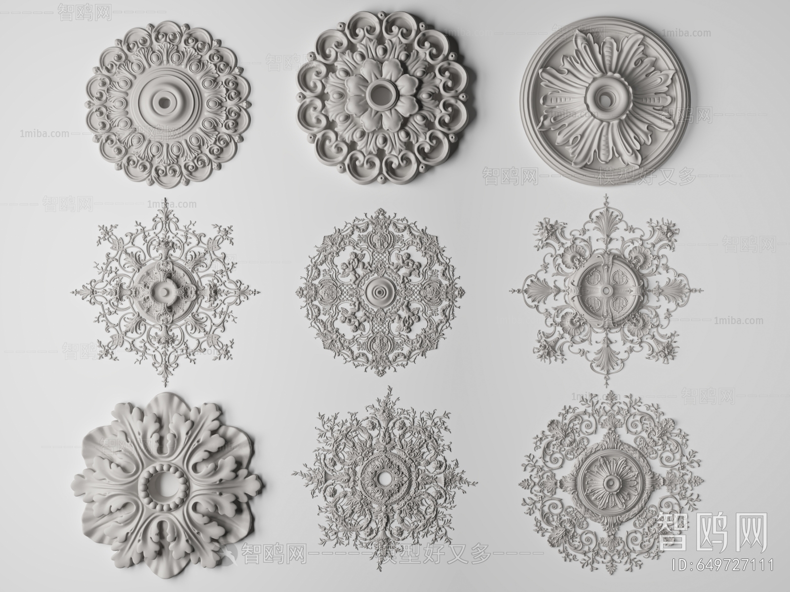 European Style Plaster Carved Top Plate