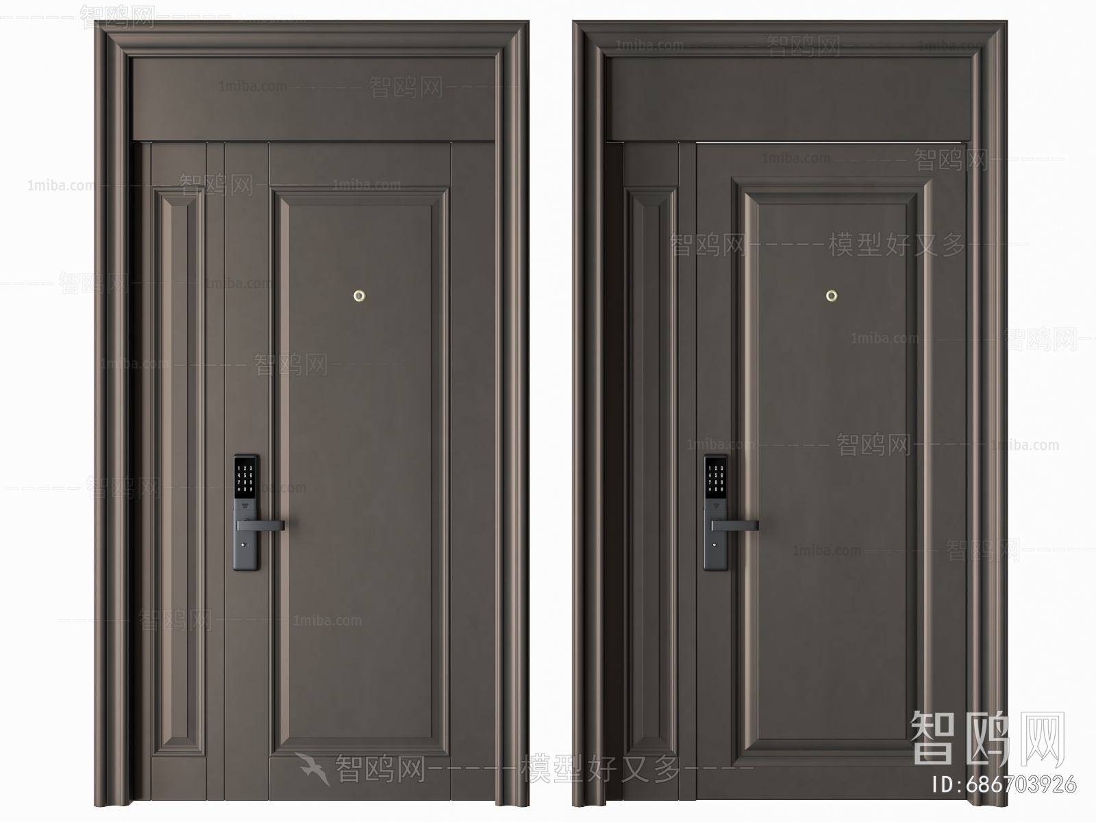 New Chinese Style Unequal Double Door