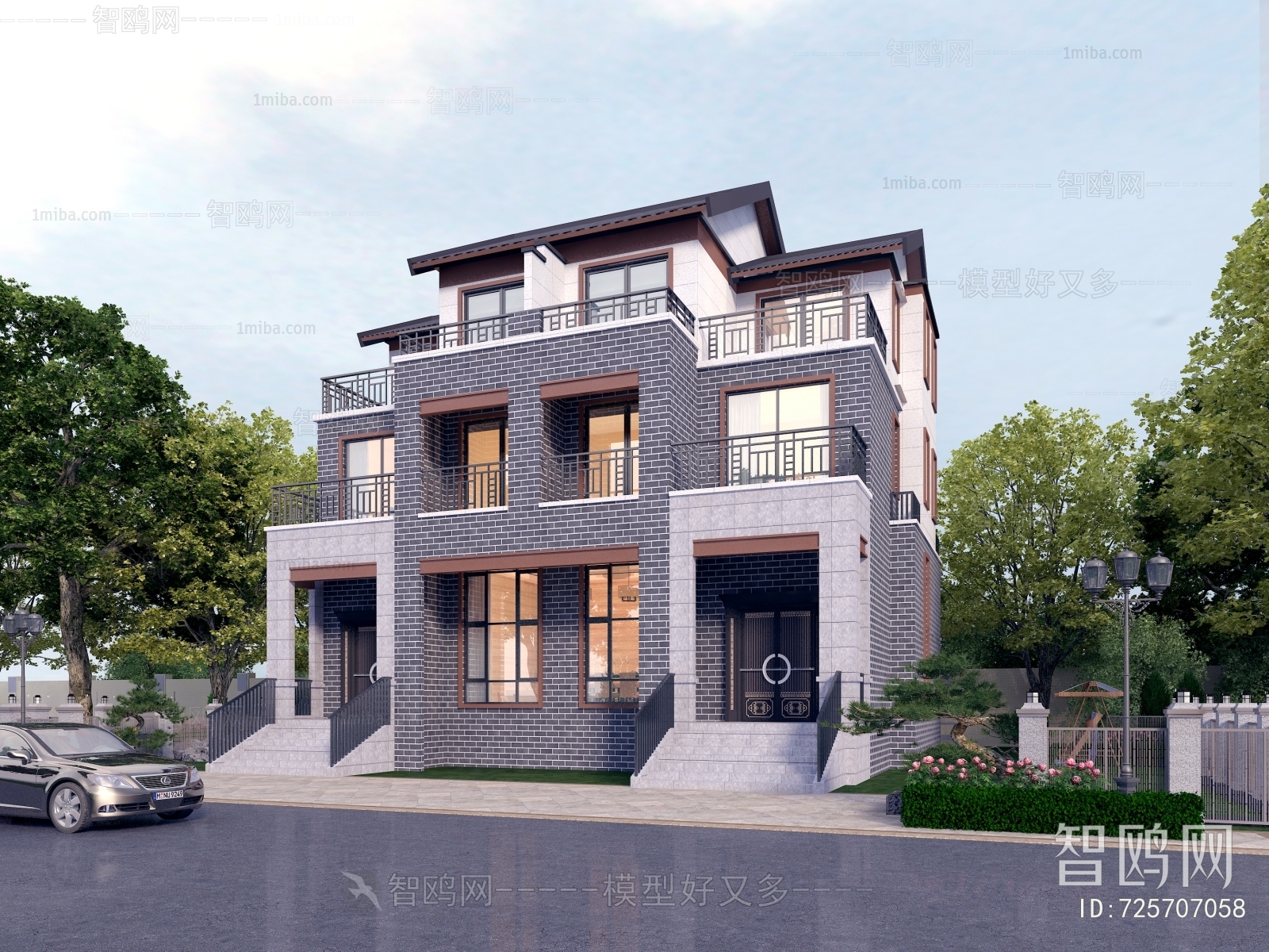 New Chinese Style Double Townhouse