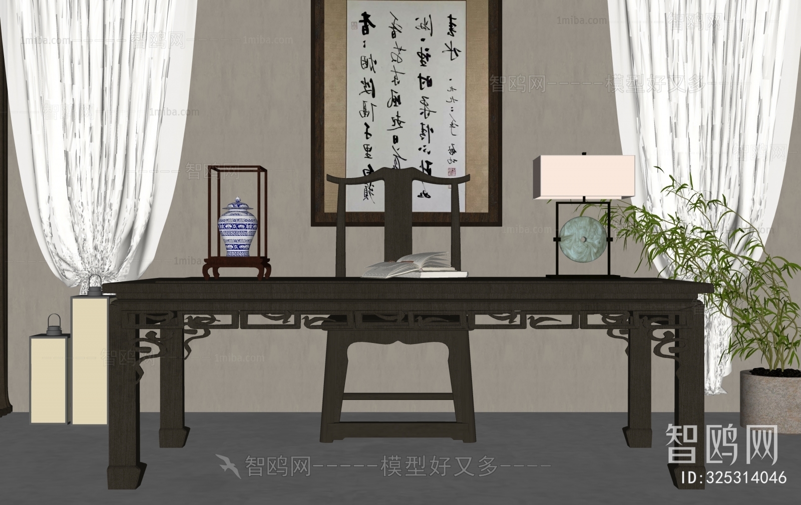 中式书桌椅组合