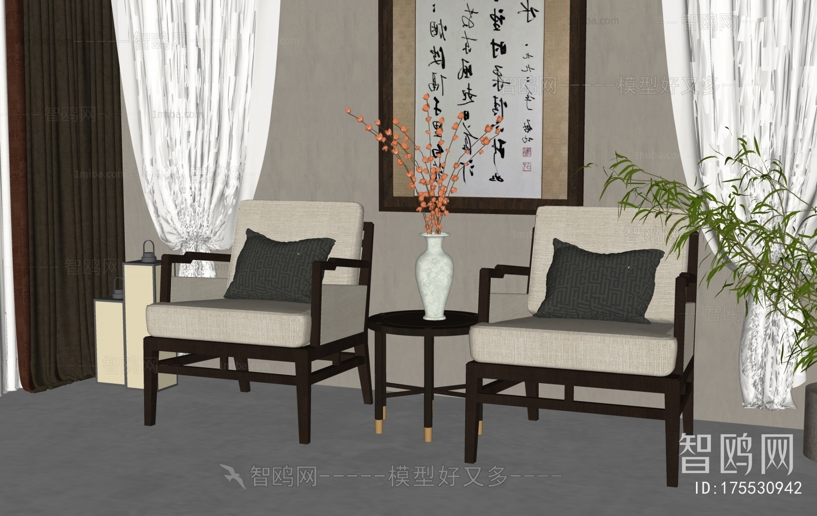 New Chinese Style Single Sofa