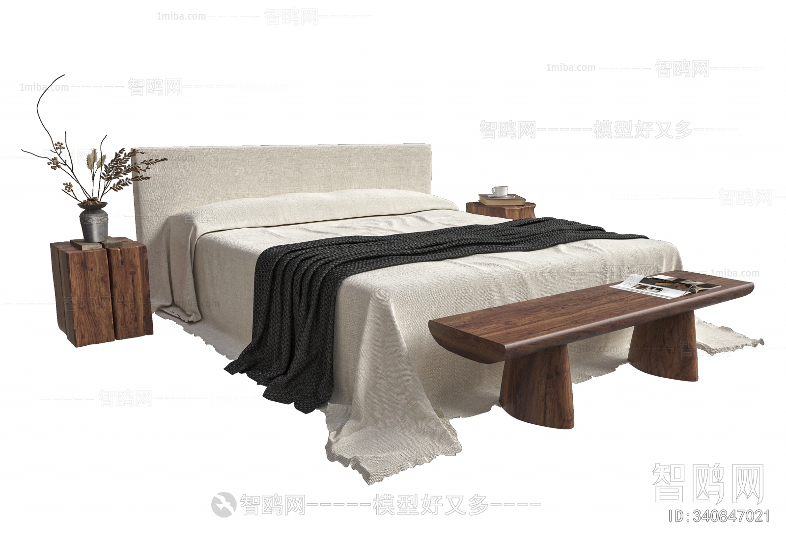 Wabi-sabi Style Double Bed