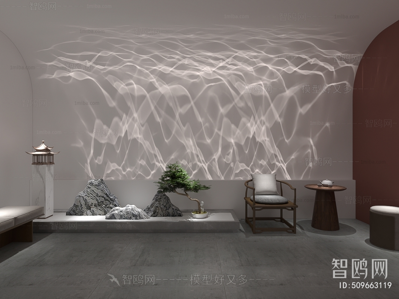 新中式水波洗墙灯 景观小品