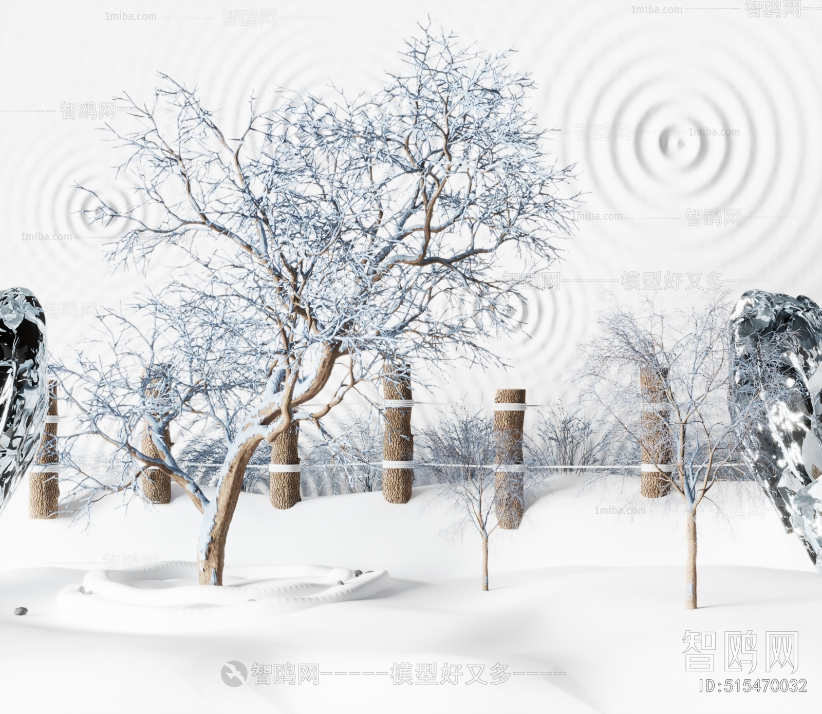 现代冬季雪树