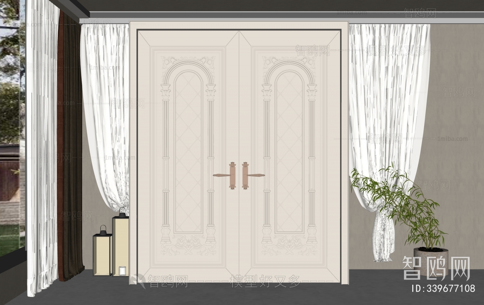 Simple European Style Double Door