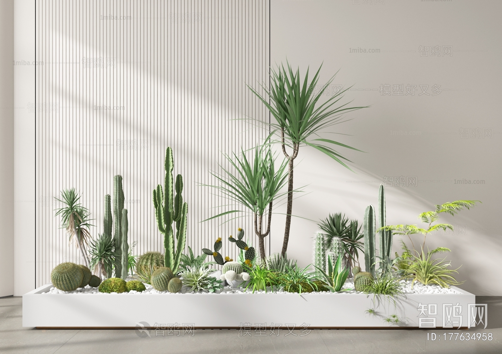 现代仙人掌景观植物小品3D模型下载