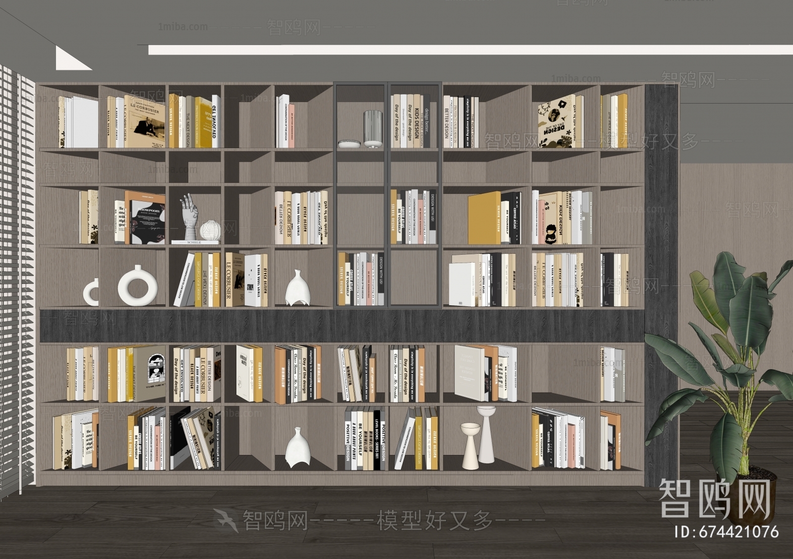 现代实木书架