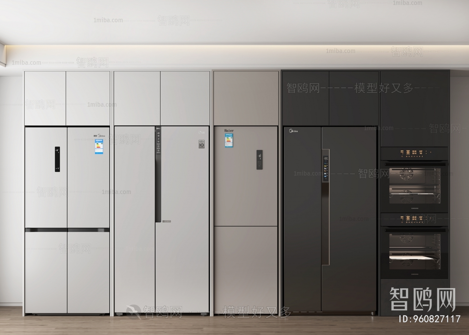 现代嵌入式冰箱 冰箱柜