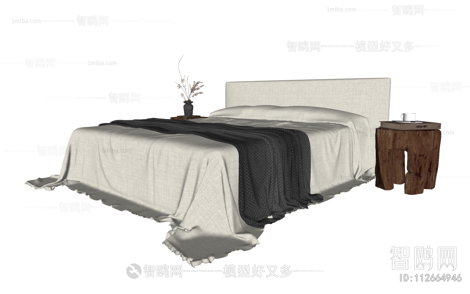 Wabi-sabi Style Double Bed