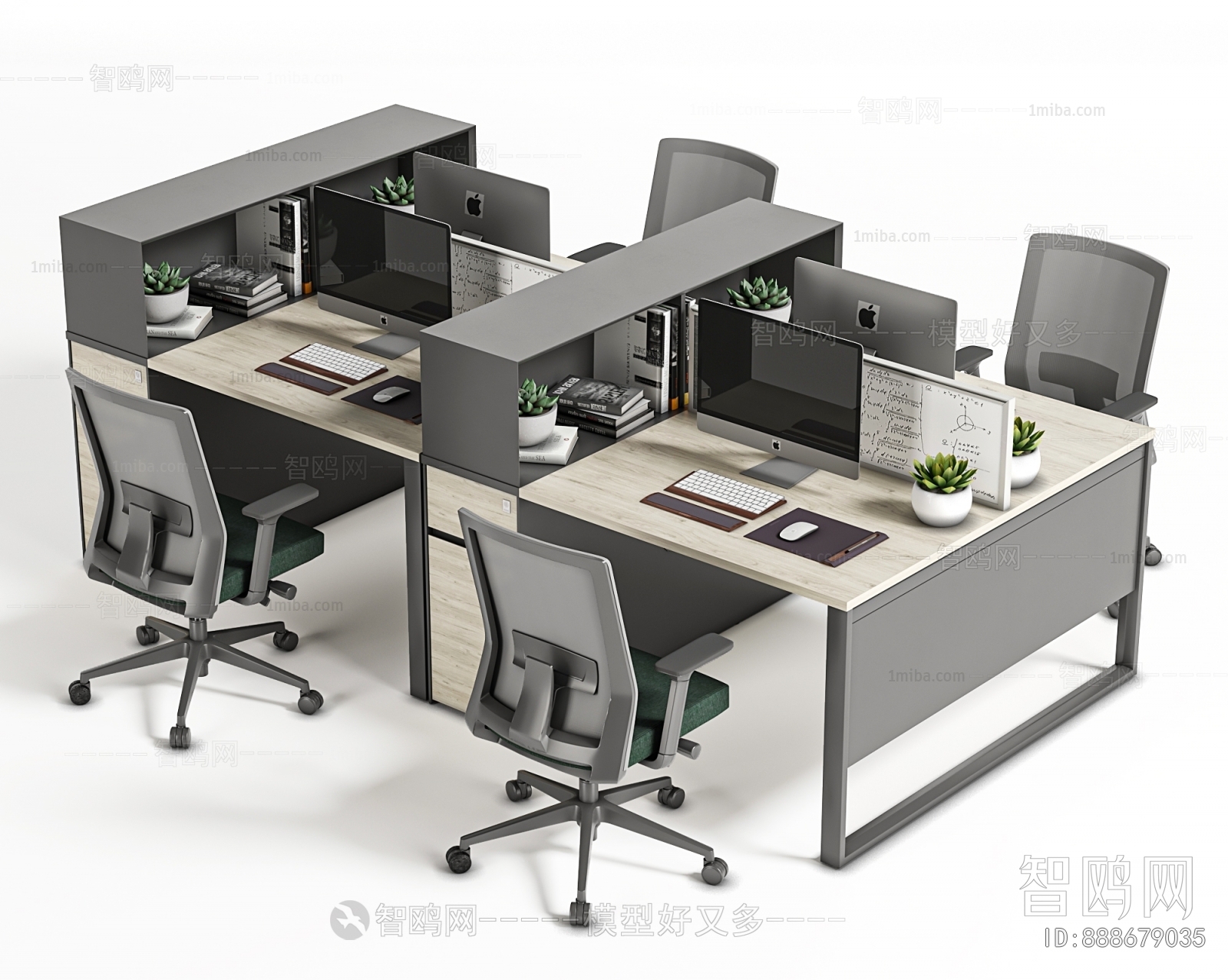 现代员工办公桌椅组合