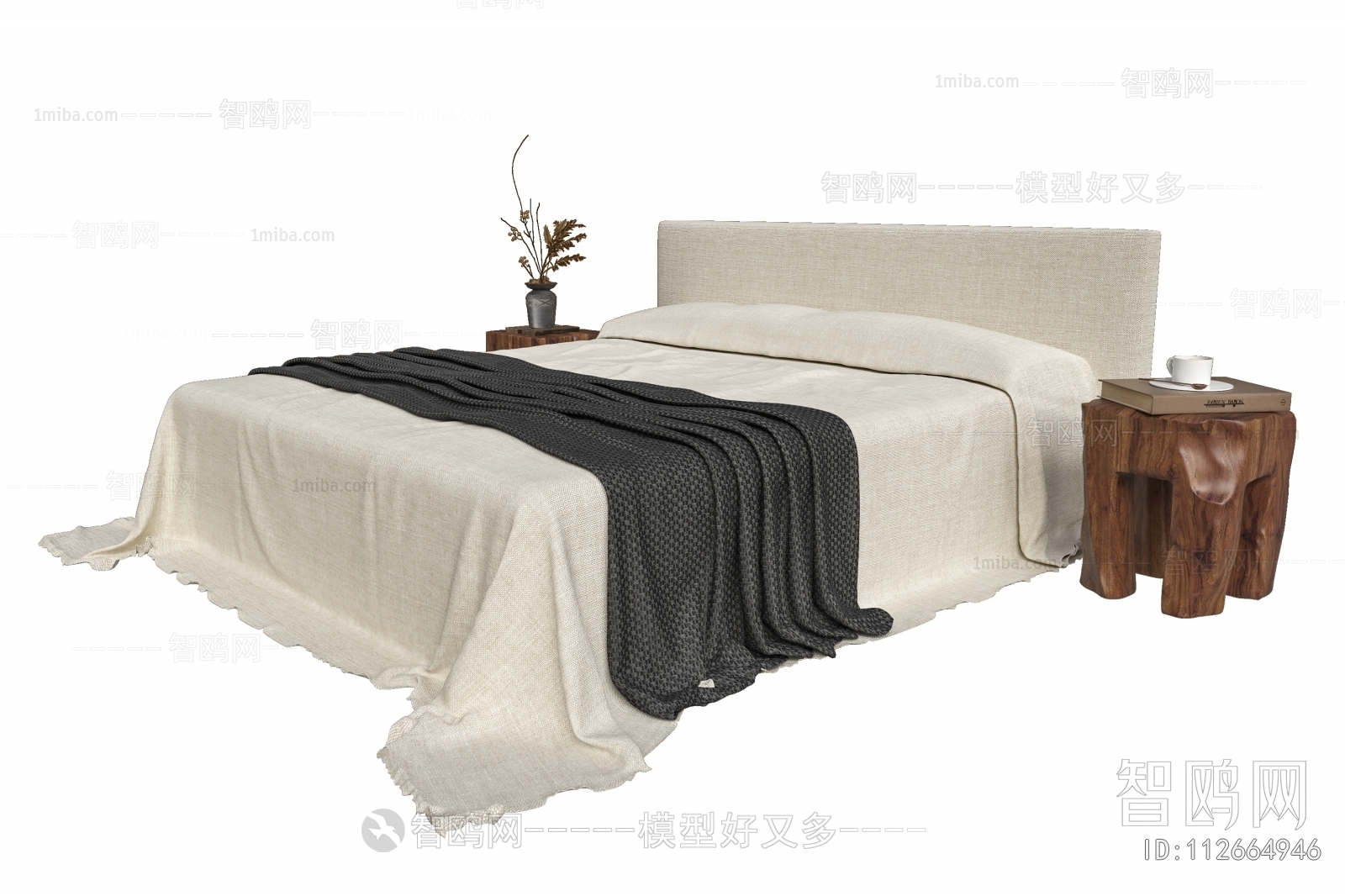 Wabi-sabi Style Double Bed