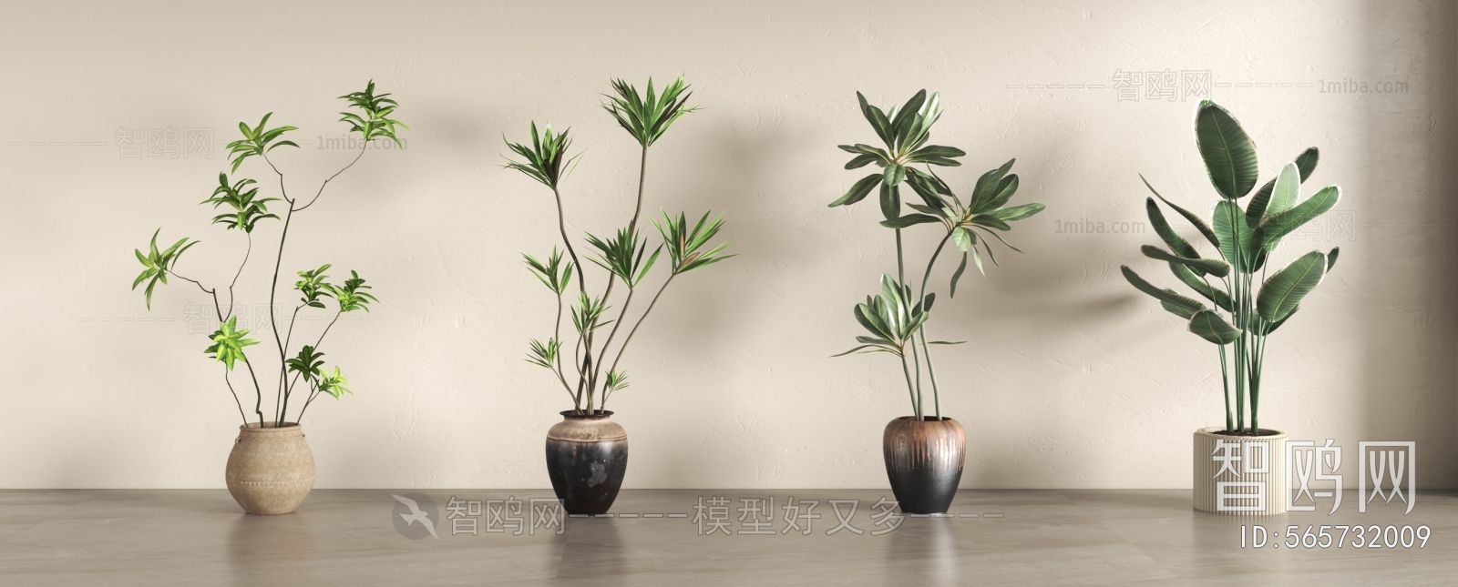 Modern Ground Green Plant Potted Plants