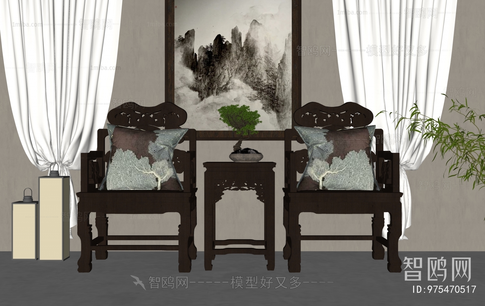 中式雕花休闲椅组合