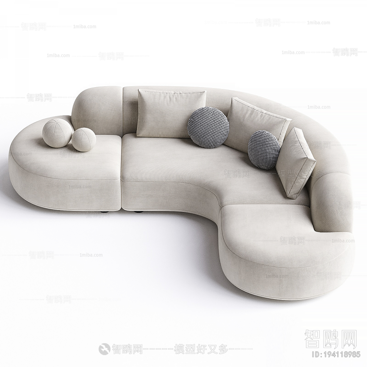 现代休闲弧形沙发