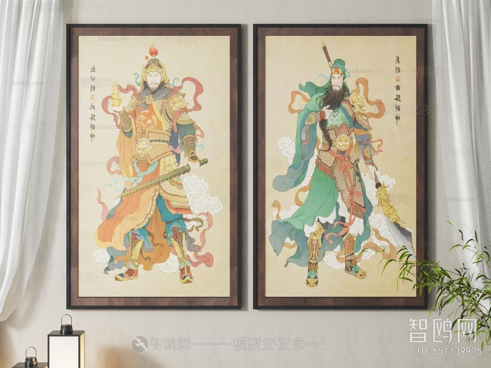 新中式人物装饰画组合