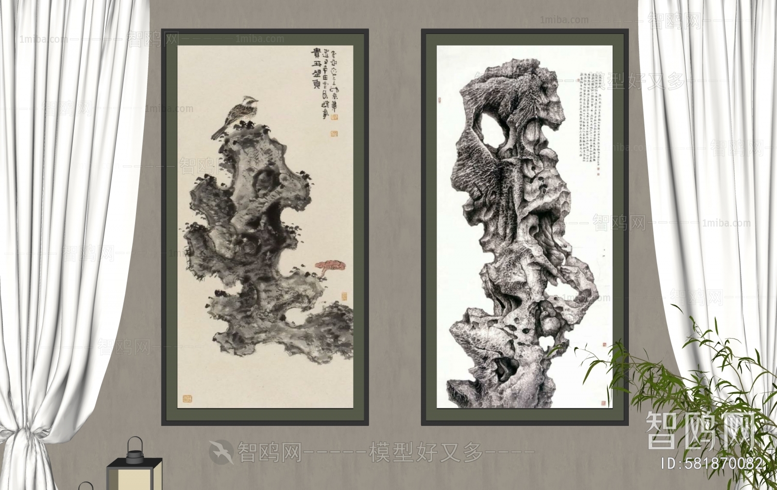 新中式太湖石装饰画