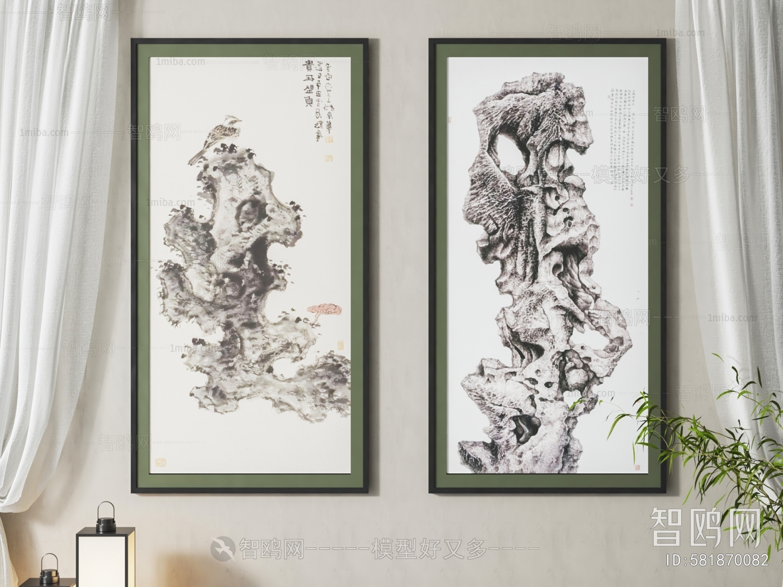 新中式太湖石装饰画