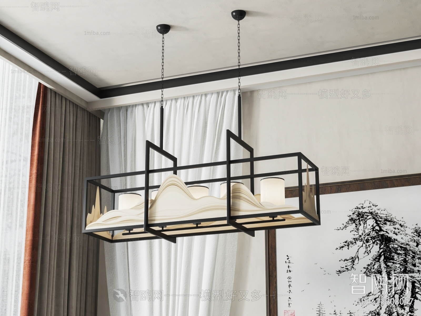 New Chinese Style Long Chandelier