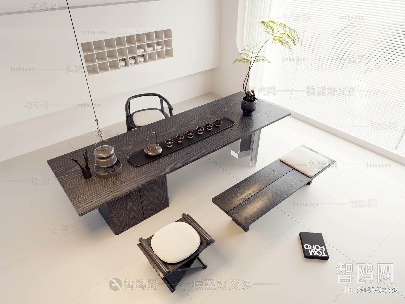 新中式实木茶桌椅凳组合
