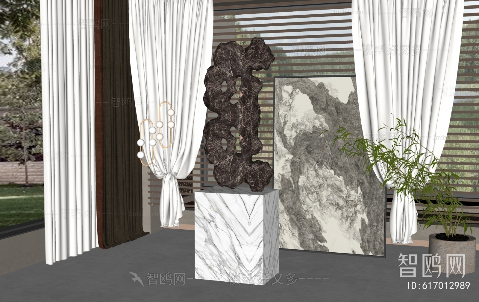 新中式珊瑚石雕塑摆件
