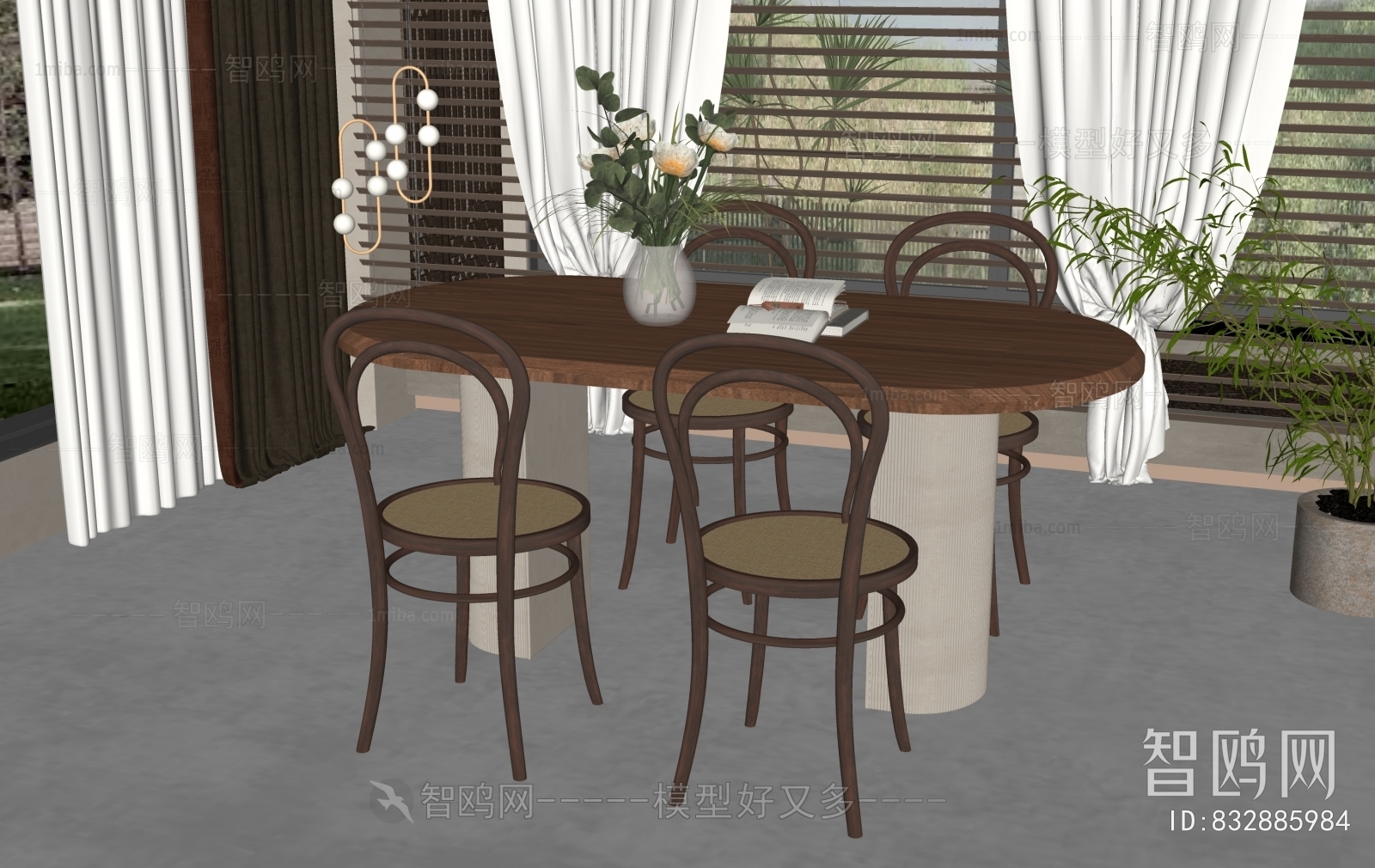 Simple European Style Dining Table And Chairs