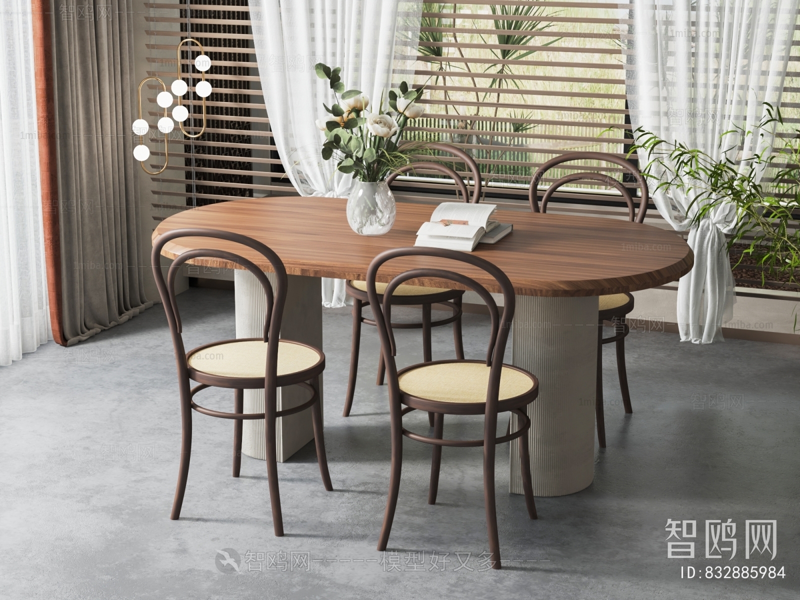 Simple European Style Dining Table And Chairs