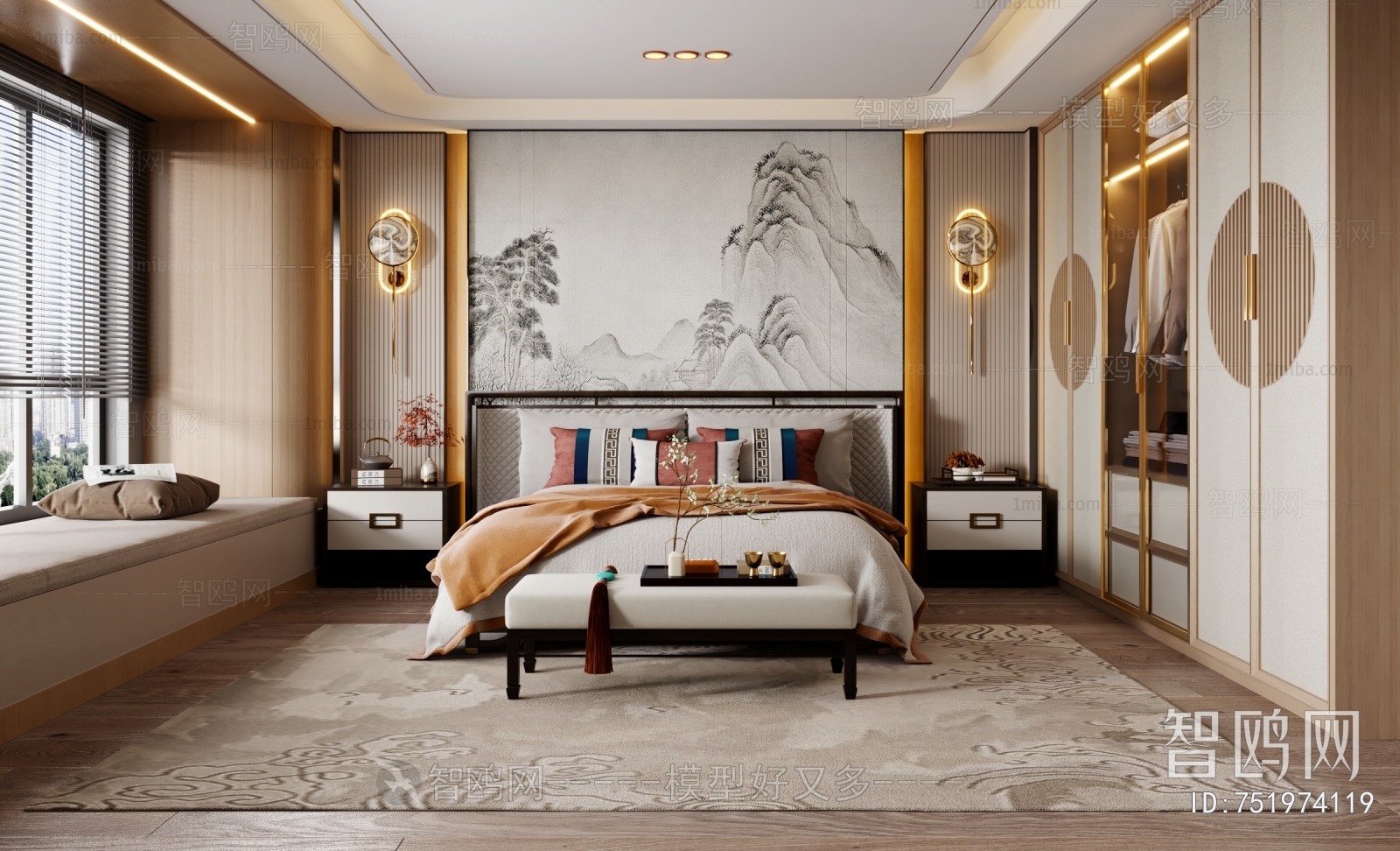 New Chinese Style Bedroom