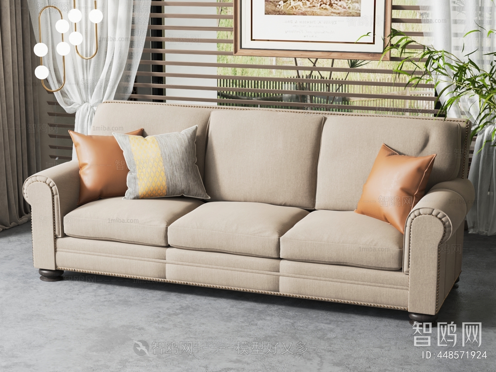 American Style Three-seat Sofa