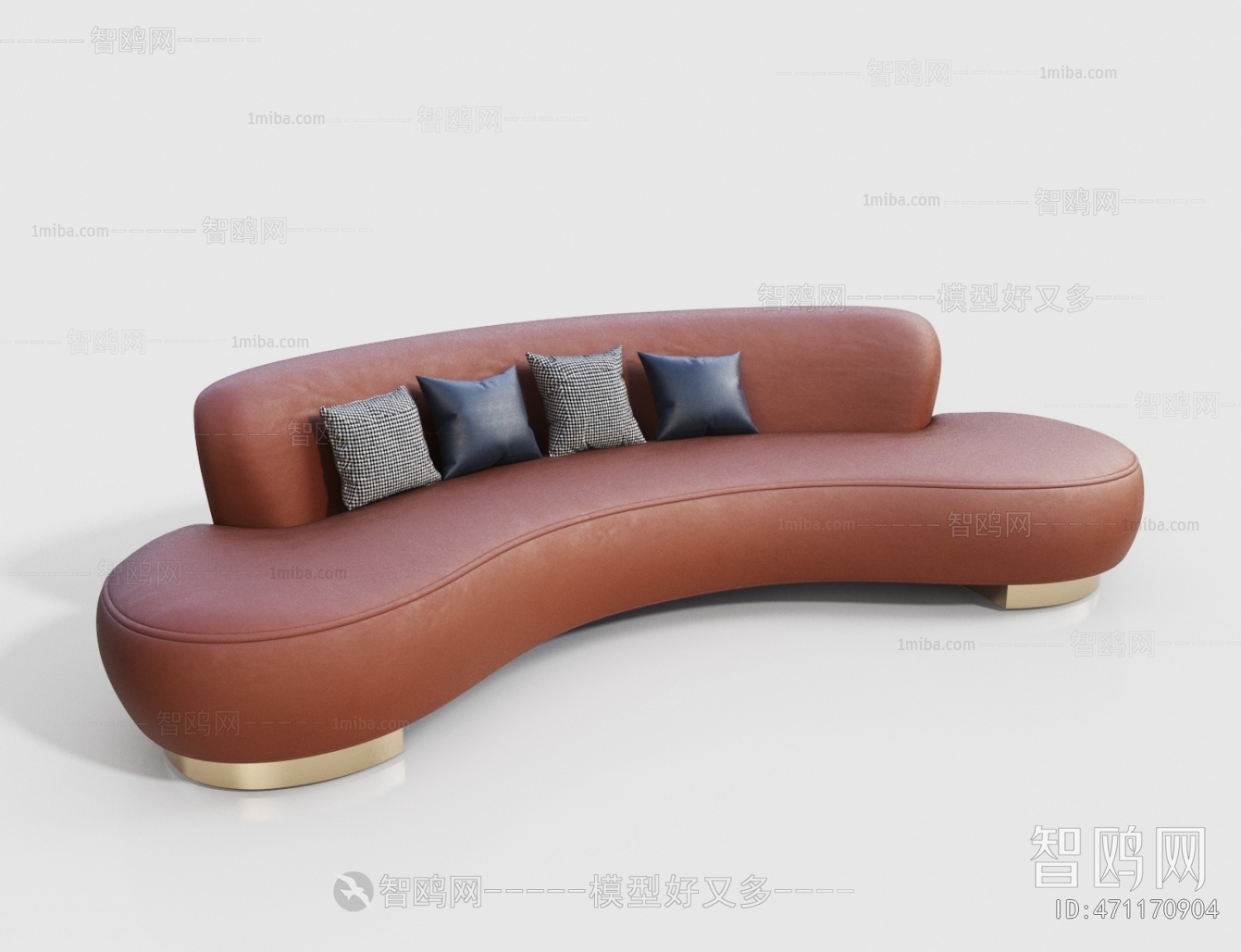 现代皮革弧形沙发