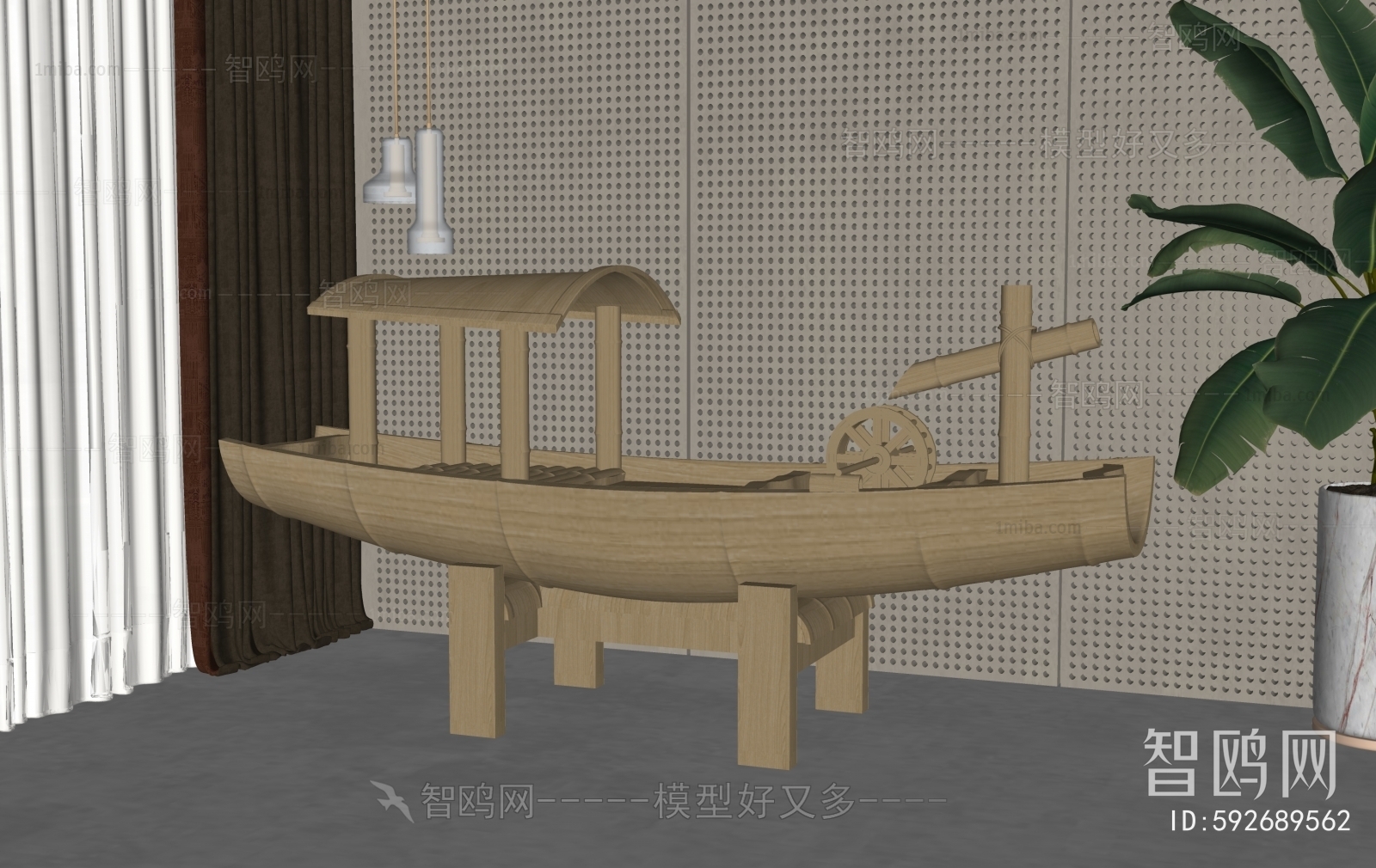 新中式船只雕塑摆件