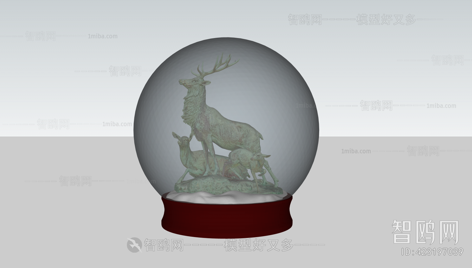 现代水晶球摆件 麋鹿雕塑
